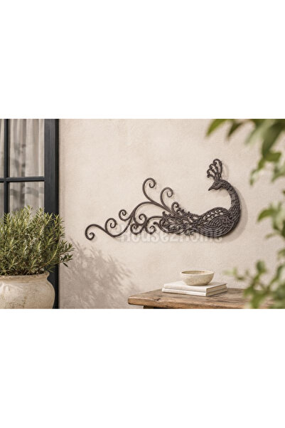 HOUSE2HOME Demir Döküm Tavus Kuşu Duvar Dekoru 102x42 cm – Boyanabilir Ham Dö...
