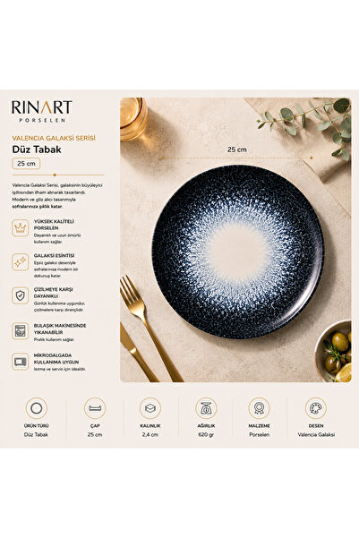 RİNART PORSELEN Valencia Galaksi Main Course Serving Presentation Plate 25 cm