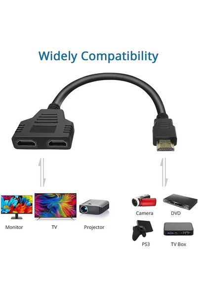 Wirewel HDMI Splitter 1080P Dual Port Y Adapter - Cable Splitter for HDTV LCD TV Box PS3 - 1 Input 2 Output Connector