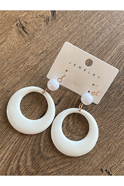 Büyük Hanım Acrylic Style White Earrings
