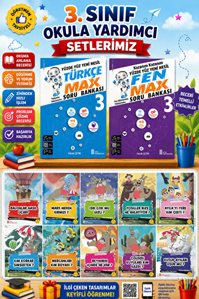 Ata Yayıncılık 3.Sınıf Türkçe Max + Fen Max + 10 lu Hikaye Seti
