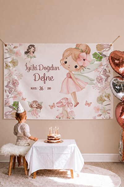 Personalized Birthday Wall Banner Cover 100x120 Cm Big Size Fairy