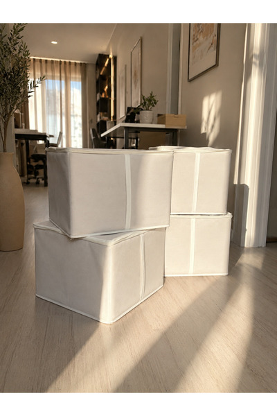 Venita Home 2-Piece Zippered Storage Box – In-Closet Laundry Toy Organizer Folding Storage Box 35X35X25 cm