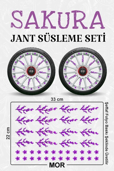 Stikacar SAKURA KİRAZ ÇİÇEĞİ Jant Kaplama Sticker Seti