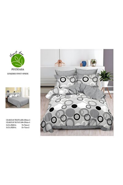 naniland.ro Lenjerie de Pat Bumbac Satinat 2 Persoane 6 Piese Fără Elastic 20...