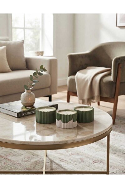 Dualith Modern Dalgalı Tasarım 3'lü Dekoratif Mum Seti - El Yapımı Dekoratif ...