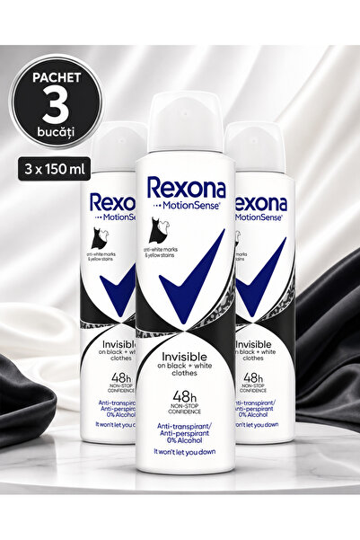 Rexona Set 3 x Deodorant spray invizibil pentru haine negre + albe 150ml