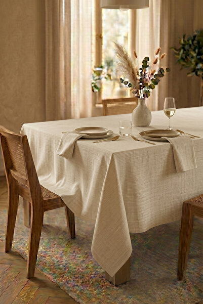 Dokuar Linen Textured Modern Solid Color Polyester Seamless Tablecloth