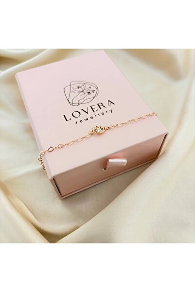 Lovera Jewellery 925 Ayar Gümüş Sertifikalı Rose Renk Lotus Çiçeği Figürlü Bi...