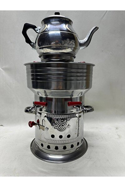 ÖZ-EL metal 7 LİTRE ÇİFT MUSLUKLU SEMAVER + DEMLİK HEDİYELİ