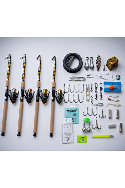 KURUDO BAUER KIRILMAZ GARANTİLİ ÇELİK SARIM 4LÜ SET 46 PARÇA FULL BALIKÇILIK SETİ