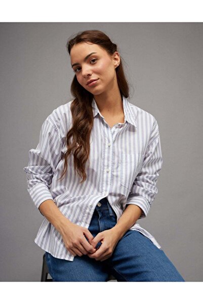 AMERICAN EAGLE قميص AE Poplin بأزرار