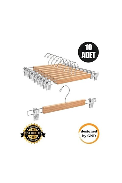 Empressco Set of 10 Wooden Skirt Hangers with Pegs, Stylish and Durable