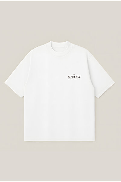 Moon Dancer Stussy Crown Pig Printed Oversize Boxy Cut Unisex 100% Cotton Pri...
