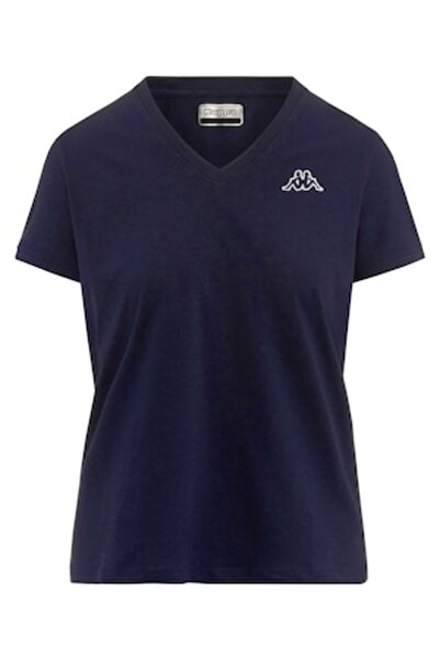 Kappa Tricou clasic din bumbac cu decolteu în V pentru femei, Kappa, LOGO CAB...