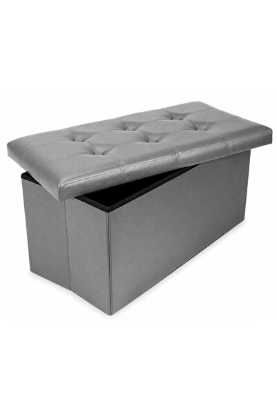 AtaPetGarden Cutie de depozitare pliabilă tip taburet GRI cu model 66x38x38 c...