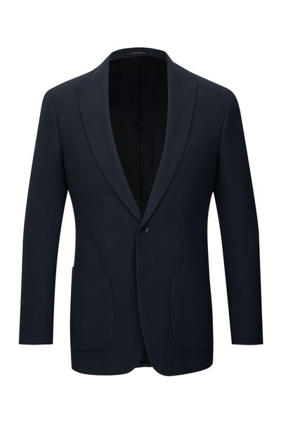 Hatemoğlu Navy Blue Slim Fit Mono Collar Classic Jacket