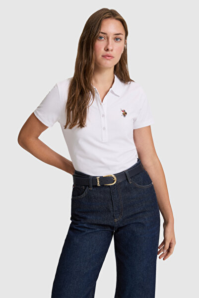 U.S. Polo Assn. Kadın Beyaz Polo Yaka Basic Tişört 50323575-VR013