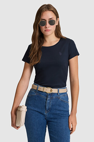 U.S. Polo Assn. Women's Dark Crew Neck Basic T-Shirt 50324899-Vr100