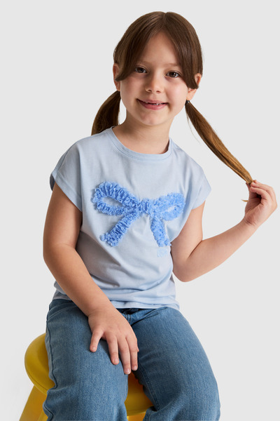 U.S. Polo Assn. Girl's Light Blue Crew Neck T-Shirt 50325647-Vr003