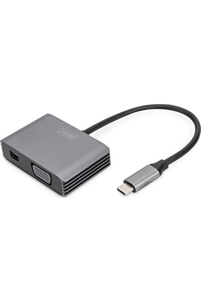 Digitus Convertor USB-C tată la VGA / mini DisplayPort mamă Gri 1 buc. DA-70825