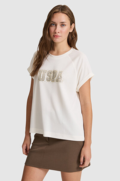 U.S. Polo Assn. Kadın Krem Bisiklet Yaka Tişört 50322109-VR256