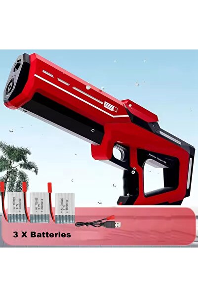 Choice9 مسدس ماء كهربائي 60B- أحمر - يعمل بثلاث بطاريات للبالغين، قوي مع شفط ...
