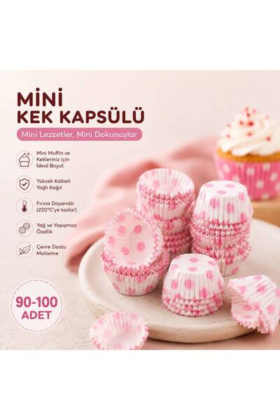 HB LİFE Mini Kek/Muffin Kağıdı 90-100 Adet /Yağ Geçirmez/Fırınlık Kapsül