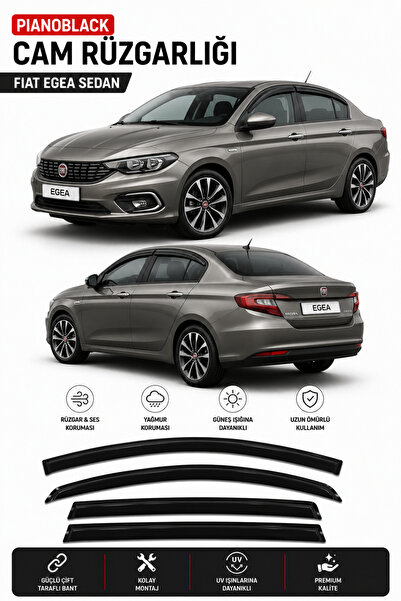 GR-Dizayn FİAT EGEA SEDAN/HB/CROSS ARACA ÖZEL PİANOBLACK CAM RÜZGARLIĞI A+