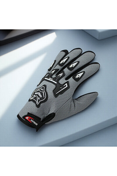 Choice4 1 pair Grey Motorcycle Gloves Full Finger Nylon Safety Anti-slip Dura...