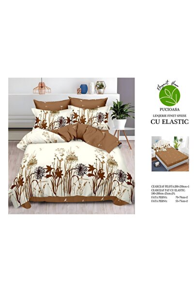 naniland.ro Lenjerie de Pat Bumbac Satinat 2 Persoane 6 Piese cu Elastic 180x...