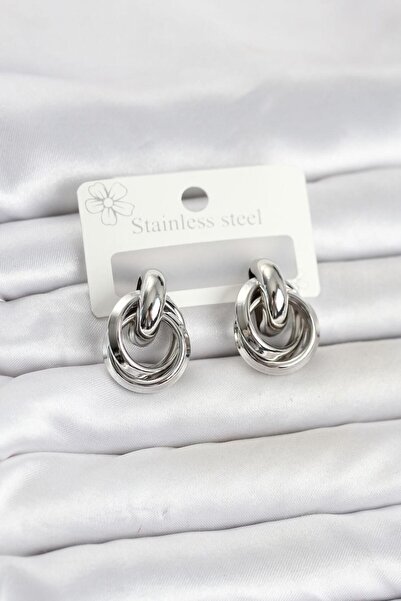 Clariss 316L Steel Silver Color Hoop Model Women's Earrings