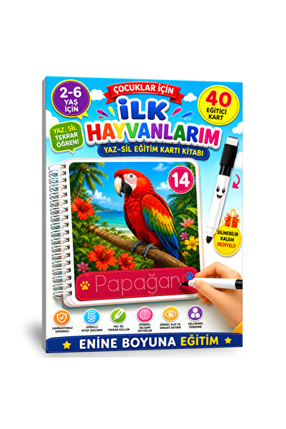 Enine Boyuna Eğitim My First Animals Card Book for Children