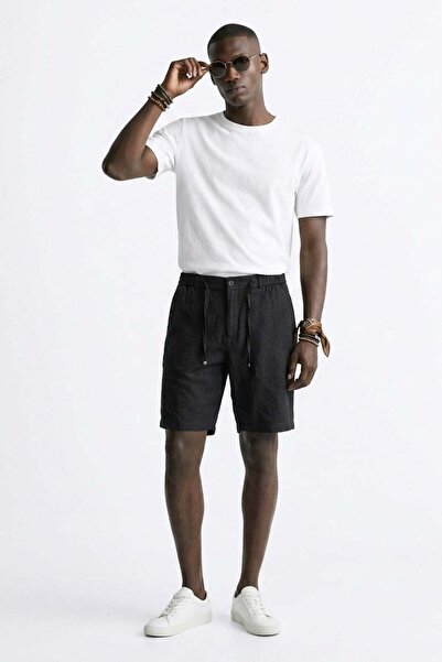 BARRELS AND OIL Men's tie-waist short shorts - black