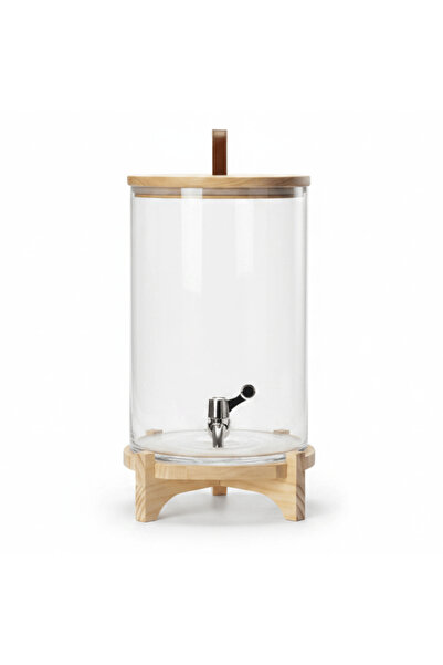 Velvet Glass Beverage Dispenser with Wooden Stand – 9 L