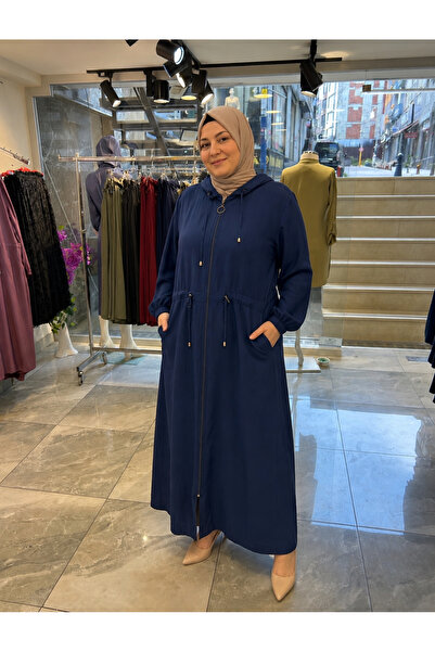 narven Çilek kumaş büyük beden seyyar kapşon çift cebli tesettür tunik