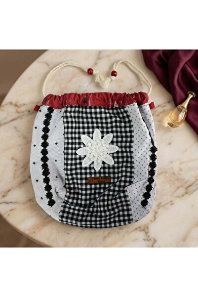 Hanife Baylam Handmade Plaid Patterned Drawstring Organizer Bag 13