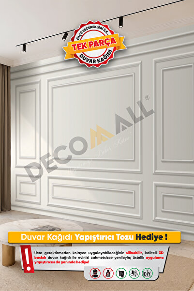 DECOMALL (TV-32) TV Arkası Duvar Kağıdı Tek Parça 3D Çita Mermer Görünümlü Sa...