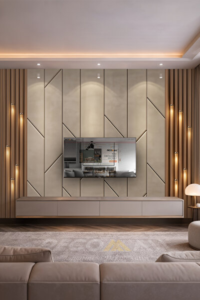 DECOMALL (TV-3) TV Arkası Duvar Kağıdı Tek Parça 3D Çita Mermer Görünümlü Salon Ofis Duvar Posteri