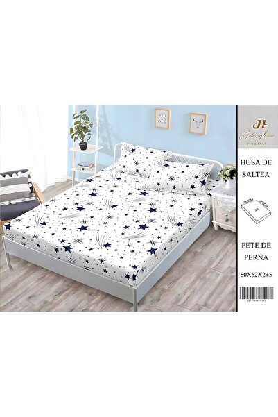 naniland.ro Husă de Pat Bumbac Satinat 2 Persoane 3 Piese cu Elastic 160x200 ...