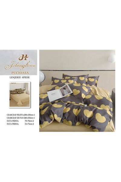 naniland.ro Lenjerie de Pat Bumbac Satinat 2 Persoane 6 Piese Fără Elastic 20...