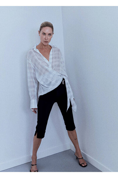 MANGO Woman Kemerli capri pantolon