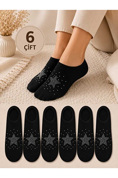 VitaMood Yaşam Women's Black 6-Piece Socks, Thin, Premium Quality