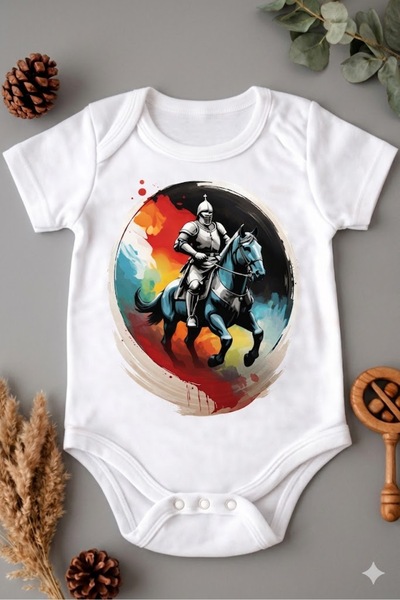 EYDUBABY Knight and Horse Design Baby Bodysuit, Design Baby Bodysuit, Gift Ba...