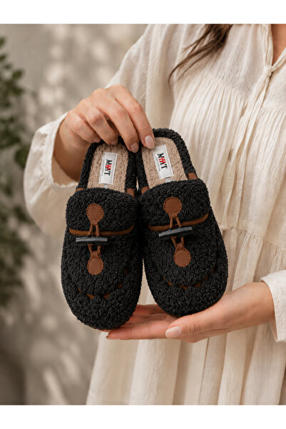 MOON CLOUD -Winter Button Detail Plush House Slippers Non-Slip Sole Winter Wo...