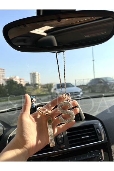 senfida S harf gümüş dikiz süsü ve oto anahtarlık s harf