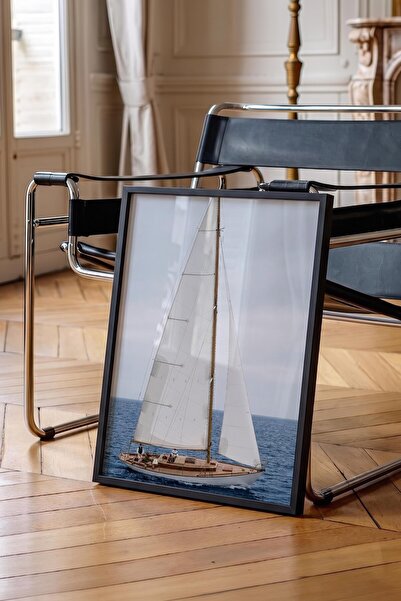 Postifull Sailing Boat Poster, Black Framed Poster, Old Money Series, No:113161