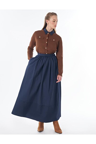 Kayra Yüksel High Waist A-Line Skirt Dark Navy Blue