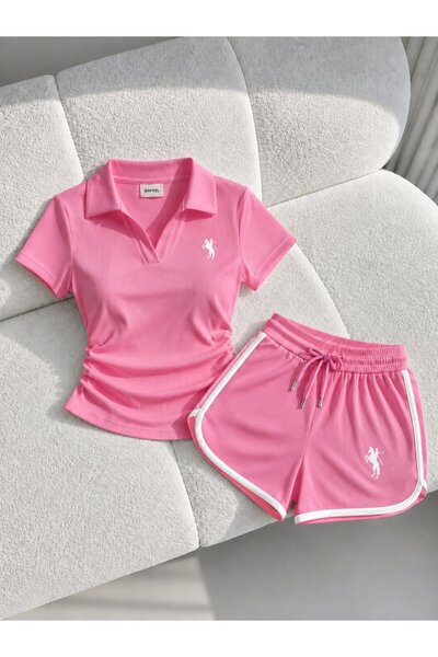 Gofeel Pembe Tech Soft Polo Yaka Şort Takım