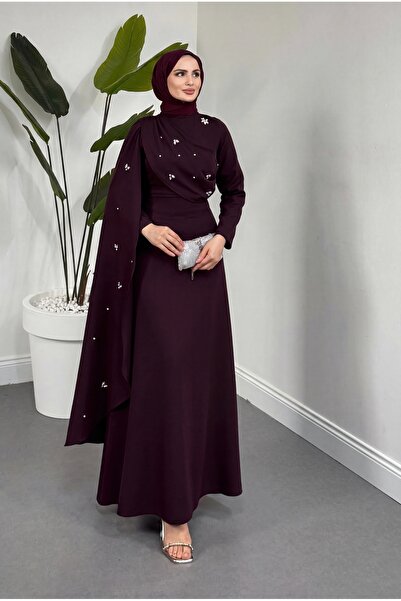 parla official Elysia stone evening dress with cape
